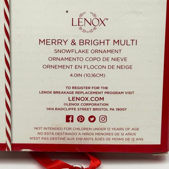 Lenox Merry & Bright Clear Snowflake Christmas Ornament Holiday Decor Festive - Picture 7 of 8